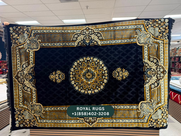 Black Afghani Style Velvet Carpet Cover / Sarfarshi – 200 × 300 CM (#20017)