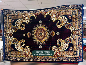 Navy Afghani Style Velvet Carpet Cover / Sarfarshi – 200 × 300 CM (#20019)