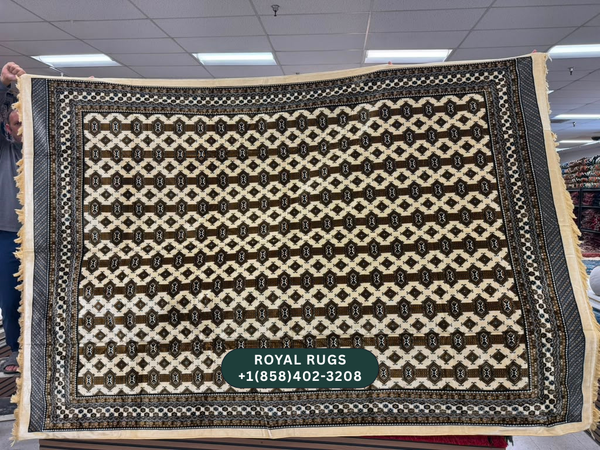 Creamy Afghani Style Velvet Carpet Cover / Sarfarshi – 200 × 300 CM (#2001)