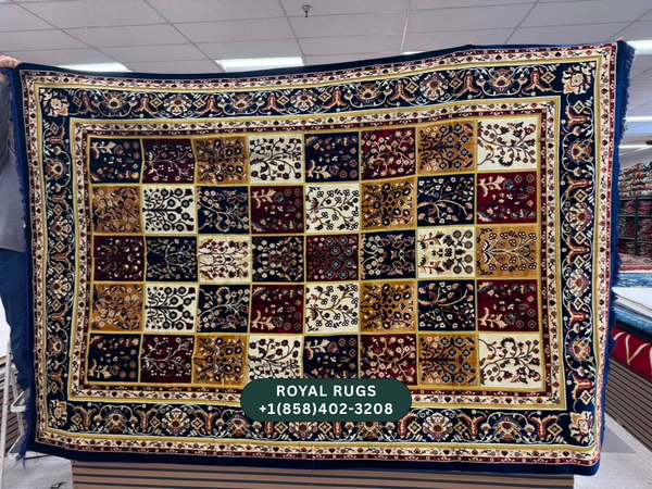 Navy Afghani Style Velvet Carpet Cover / Sarfarshi – 200 × 300 CM (#20021)