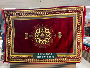 Red Afghani Style Velvet Carpet Cover / Sarfarshi – 200 × 300 CM (#20023)