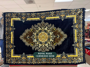Black Afghani Style Velvet Carpet Cover / Sarfarshi – 200 × 300 CM (#20027)