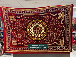 Red Afghani Style Velvet Carpet Cover / Sarfarshi – 200 × 300 CM (#20028)