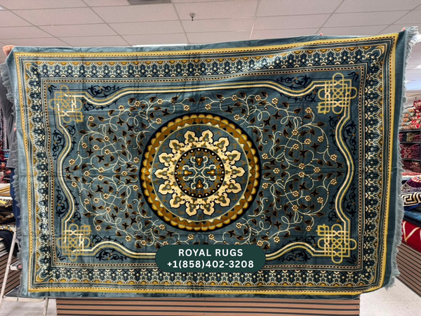 Grey Afghani Style Velvet Carpet Cover / Sarfarshi – 200 × 300 CM (#20029)