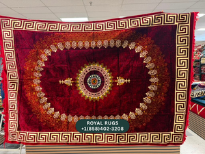 Red Afghani Style Velvet Carpet Cover / Sarfarshi – 200 × 300 CM (#20031)