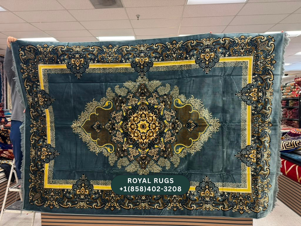 Grey Afghani Style Velvet Carpet Cover / Sarfarshi – 200 × 300 CM (#20033)