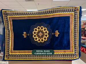 Navy Afghani Style Velvet Carpet Cover / Sarfarshi – 200 × 300 CM (#20034)