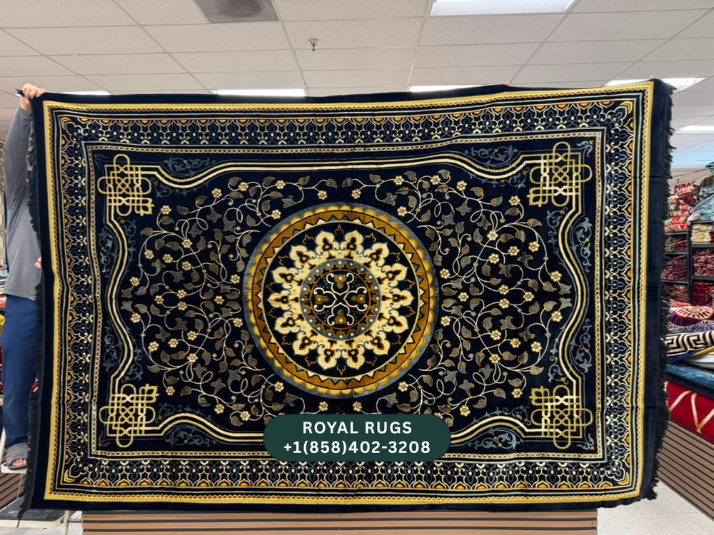 Black Afghani Style Velvet Carpet Cover / Sarfarshi – 200 × 300 CM (#20035)