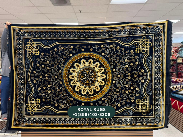 Black Afghani Style Velvet Carpet Cover / Sarfarshi – 200 × 300 CM (#20035)