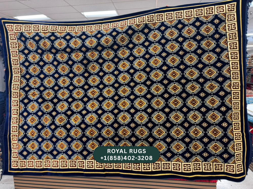 Navy Afghani Style Velvet Carpet Cover / Sarfarshi – 200 × 300 CM (#2005)