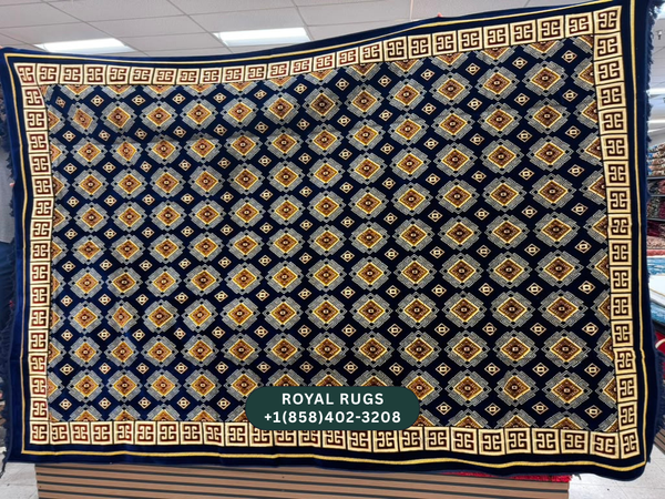 Navy Afghani Style Velvet Carpet Cover / Sarfarshi – 200 × 300 CM (#2005)