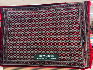 Red Afghani Style Velvet Carpet Cover / Sarfarshi – 200 × 300 CM (#2006)