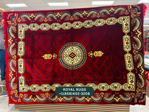 Red Afghani Style Velvet Carpet Cover / Sarfarshi – 200 × 300 CM (#2008)
