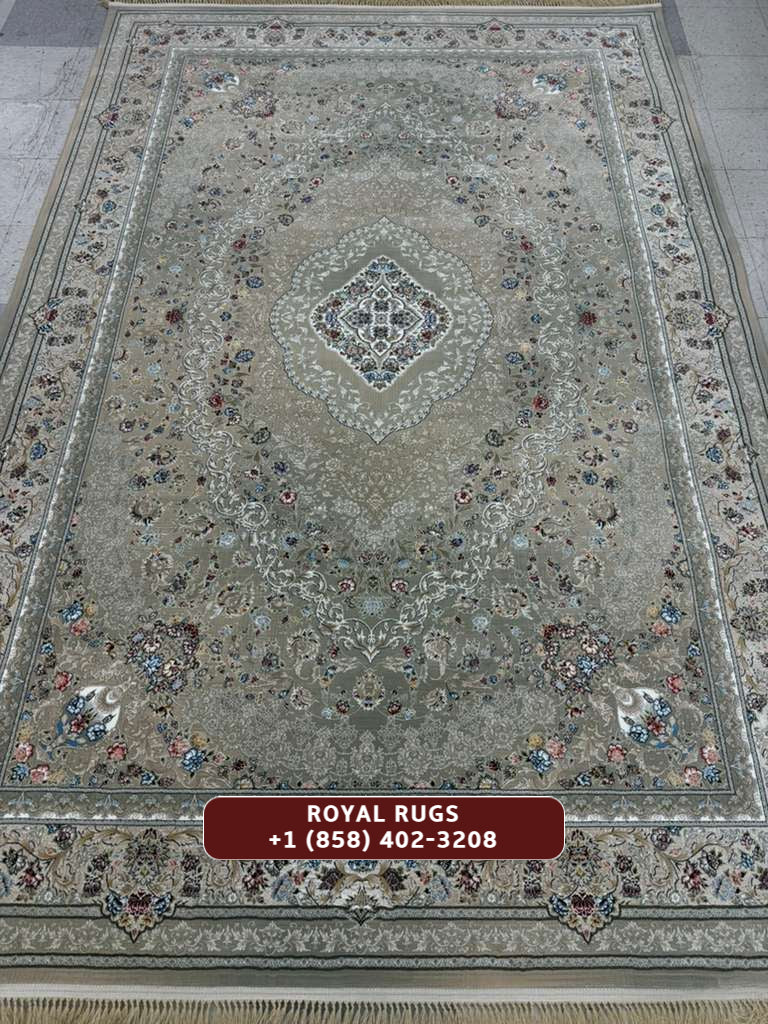 LIGHT BROWN Color High Quality 1500 Reeds Kashan Design Machine Made Carpet #1220291