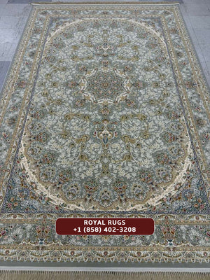 LIGHT GREY Color High Quality 1500 Reeds Kashan Design Machine Made Carpet #152501