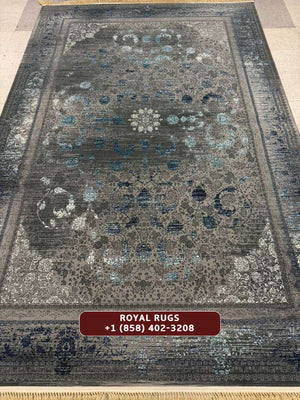 GREY Color High Quality 1500 Reeds Kashan Design Machine Made Carpet #A73623