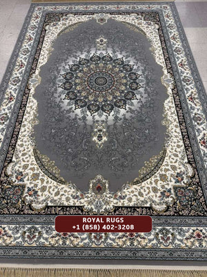 ‌Grey Color High Quality 1500 Reeds Kashan Design Machine Made Carpet #A72501