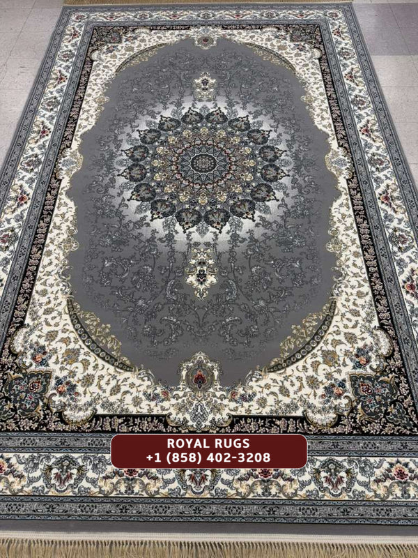 ‌Grey Color High Quality 1500 Reeds Kashan Design Machine Made Carpet #A72501