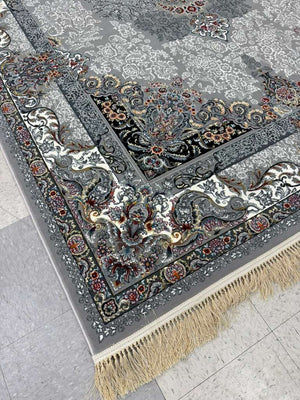 GREY Color High Quality 1500 Reeds Kashan Design Machine Made Carpet #A71701