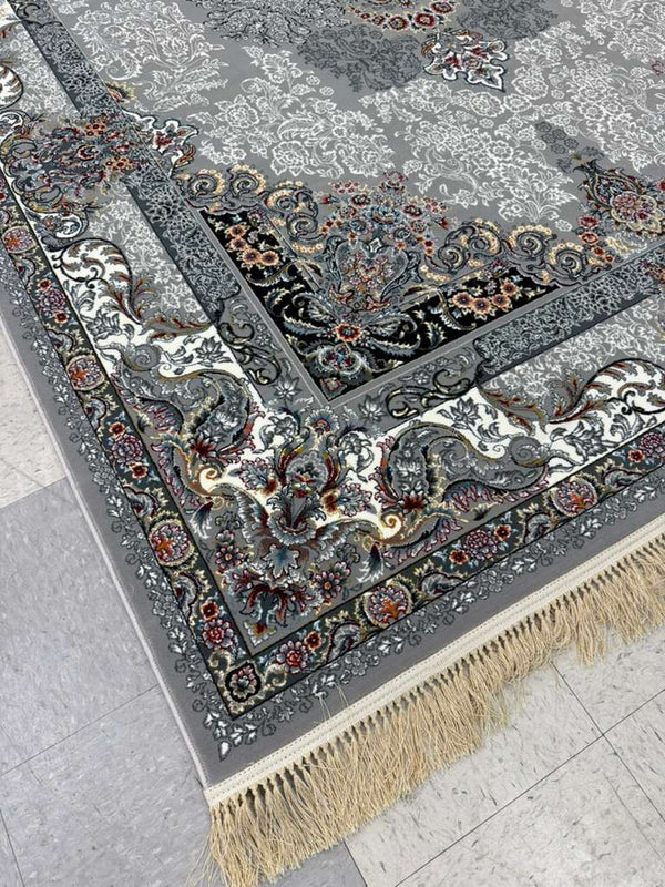 GREY Color High Quality 1500 Reeds Kashan Design Machine Made Carpet #A71701