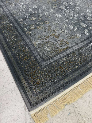 GREY Color High Quality 1500 Reeds Kashan Design Machine Made Carpet #A72901