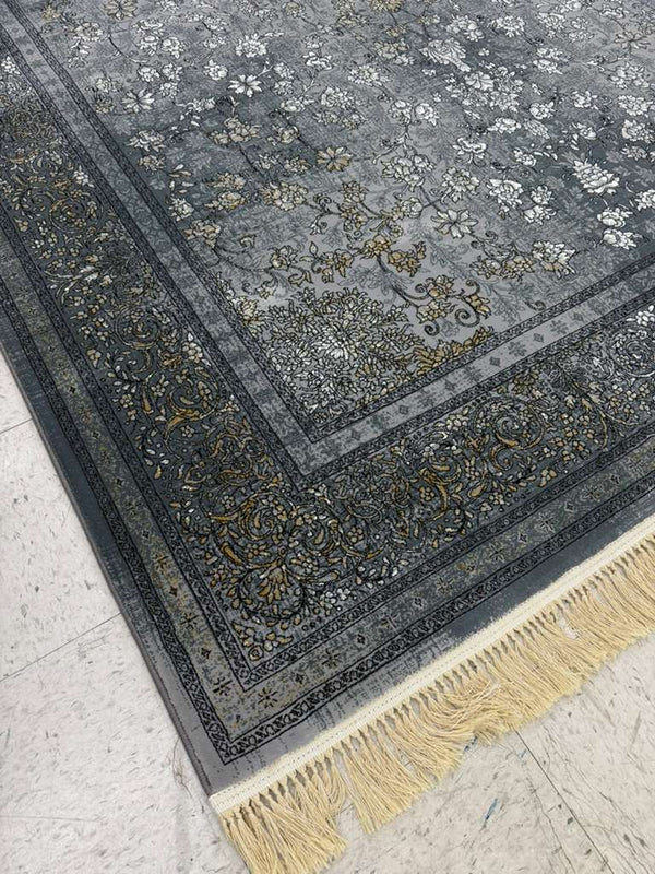 GREY Color High Quality 1500 Reeds Kashan Design Machine Made Carpet #A72901