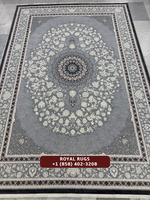 Light Grey Tuba Collection – 1200 Reeds Turkish Machine-Made Carpet | Premium Quality Area Rug #5549A
