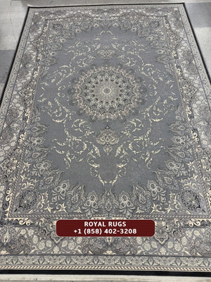 Light Grey Tuba Collection – 1200 Reeds Turkish Machine-Made Carpet | Premium Quality Area Rug #5552B