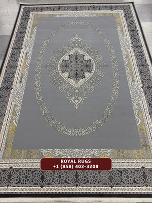 Light Grey Tuba Collection – 1200 Reeds Turkish Machine-Made Carpet | Premium Quality Area Rug #5557A
