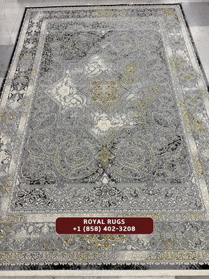 Light Grey Tuba Collection – 1200 Reeds Turkish Machine-Made Carpet | Premium Quality Area Rug #5481A