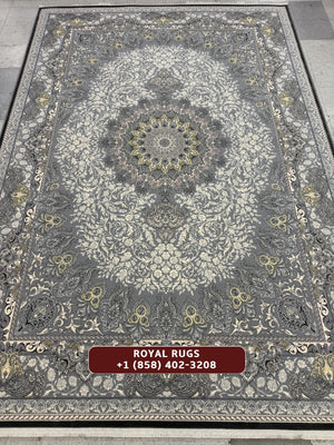 Light Grey Tuba Collection – 1200 Reeds Turkish Machine-Made Carpet | Premium Quality Area Rug #5552A