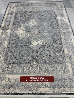 Light Grey Tuba Collection – 1200 Reeds Turkish Machine-Made Carpet | Premium Quality Area Rug #5481B