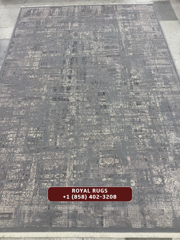 Light Grey Tuba Collection – 1200 Reeds Turkish Machine-Made Carpet | Premium Quality Area Rug #5554B