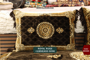Brown Afghani Toshak Cover Set with 2 Pillow Covers – Traditional Afghan Floor Mattress Cover (#1002)