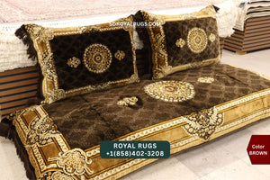 Brown Afghani Toshak Cover Set with 2 Pillow Covers – Traditional Afghan Floor Mattress Cover (#1002)