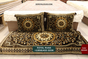 Brown Afghani Toshak Cover Set with 2 Pillow Covers – Traditional Afghan Floor Mattress Cover (#1000)