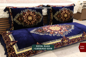 NAVY Afghani Toshak Cover Set with 2 Pillow Covers – Traditional Afghan Floor Mattress Cover (#10015)