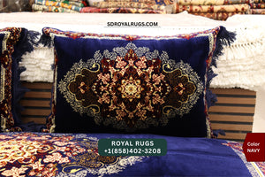 NAVY Afghani Toshak Cover Set with 2 Pillow Covers – Traditional Afghan Floor Mattress Cover (#10015)