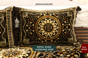 Brown Afghani Toshak Cover Set with 2 Pillow Covers – Traditional Afghan Floor Mattress Cover (#1000)