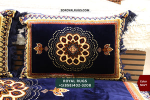 NAVY Afghani Toshak Cover Set with 2 Pillow Covers – Traditional Afghan Floor Mattress Cover (#10017)