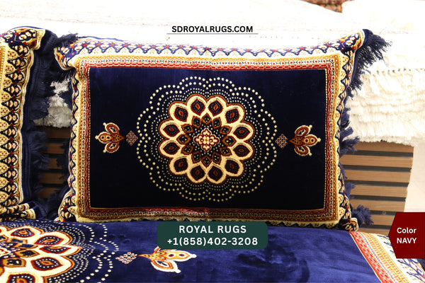 NAVY Afghani Toshak Cover Set with 2 Pillow Covers – Traditional Afghan Floor Mattress Cover (#10017)