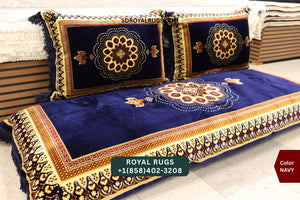 NAVY Afghani Toshak Cover Set with 2 Pillow Covers – Traditional Afghan Floor Mattress Cover (#10017)