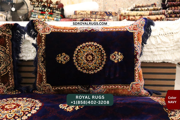 NAVY Afghani Toshak Cover Set with 2 Pillow Covers – Traditional Afghan Floor Mattress Cover (#10018)