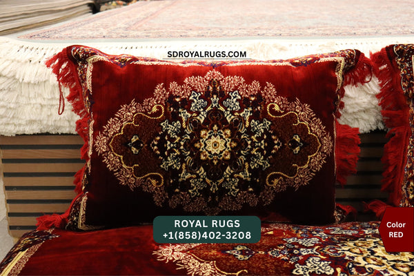 RED Afghani Toshak Cover Set with 2 Pillow Covers – Traditional Afghan Floor Mattress Cover (#1009)