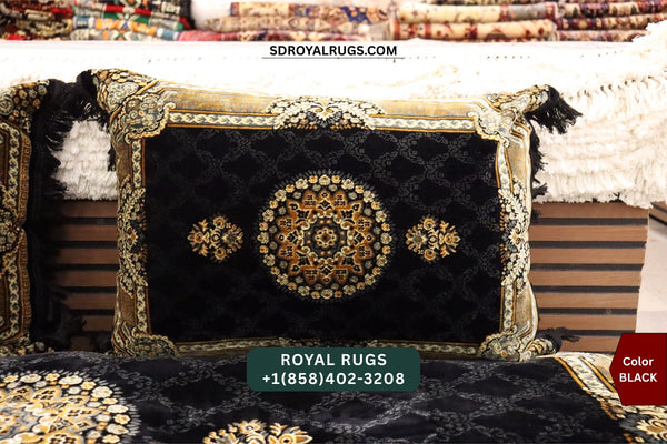 BLACK Afghani Toshak Cover Set with 2 Pillow Covers – Traditional Afghan Floor Mattress Cover (#1007)