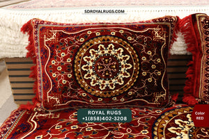 RED Afghani Toshak Cover Set with 2 Pillow Covers – Traditional Afghan Floor Mattress Cover (#10012)