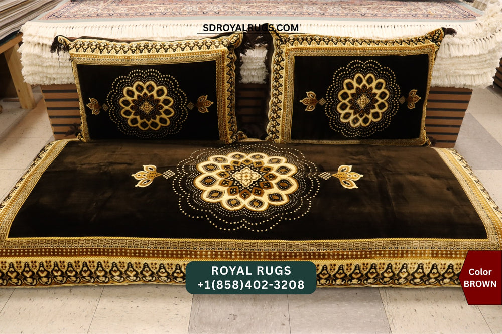 Brown Afghani Toshak Cover Set with 2 Pillow Covers – Traditional Afghan Floor Mattress Cover (#1003)