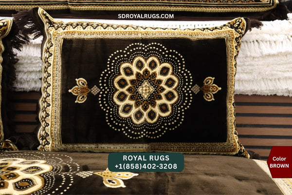 Brown Afghani Toshak Cover Set with 2 Pillow Covers – Traditional Afghan Floor Mattress Cover (#1003)