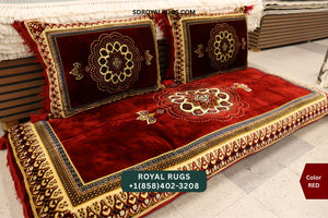 RED Afghani Toshak Cover Set with 2 Pillow Covers – Traditional Afghan Floor Mattress Cover (#10013)