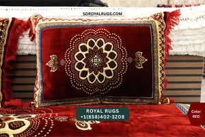 RED Afghani Toshak Cover Set with 2 Pillow Covers – Traditional Afghan Floor Mattress Cover (#10013)